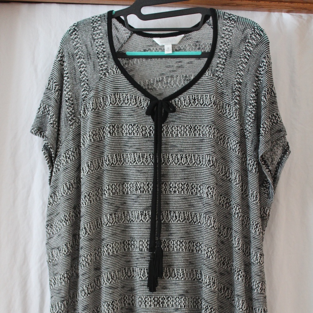 Black and White Tasseled Blouse